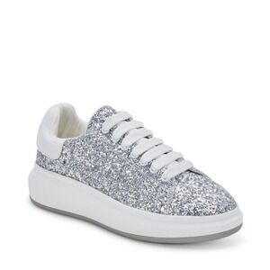BLONDO Women's Diva Silver and White Glitter Leather Sneakers size 8